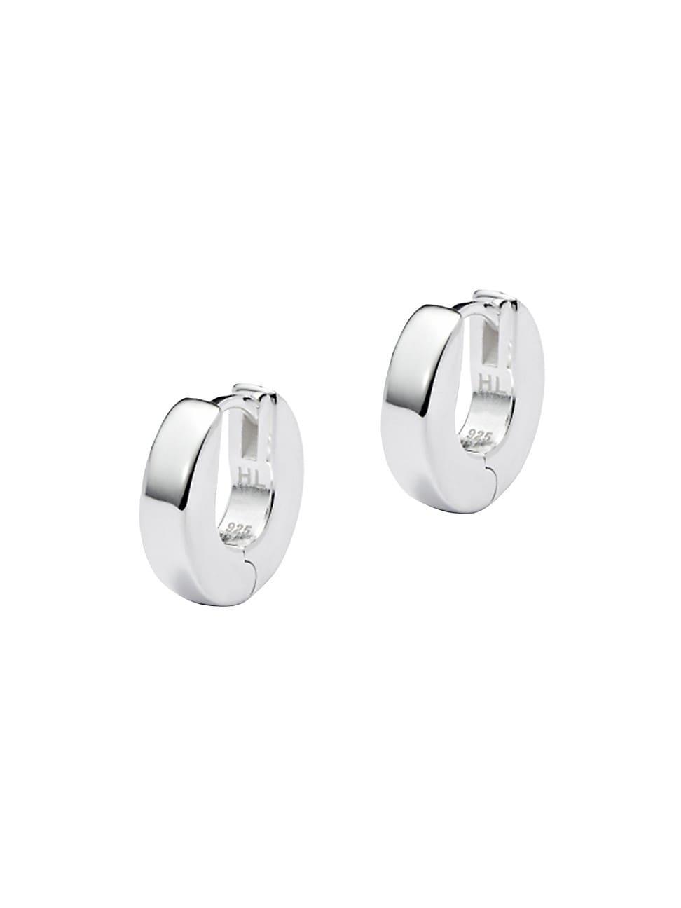 Mens Sterling Silver & Cubic Zirconia Edge Hoop Earrings Product Image