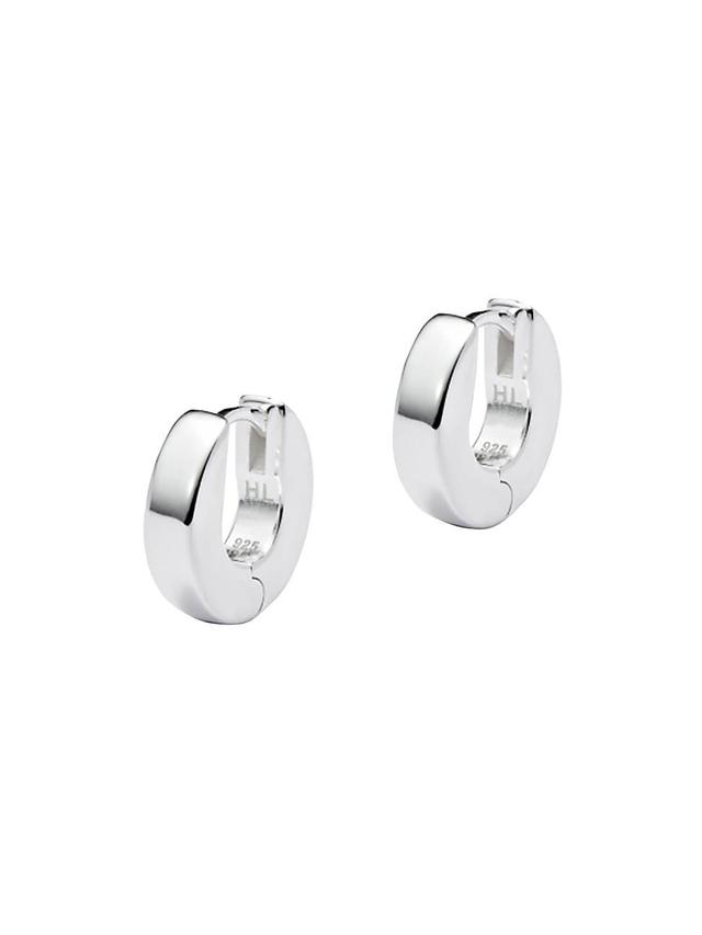 Mens Sterling Silver & Cubic Zirconia Edge Hoop Earrings Product Image