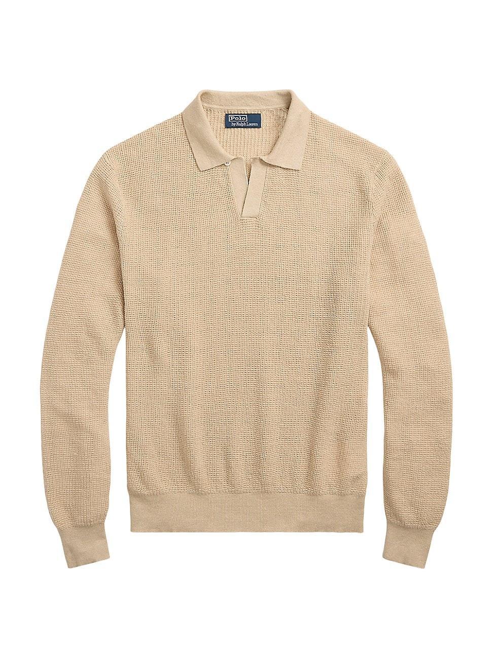 Mens Linen Mesh Collared Sweater Product Image