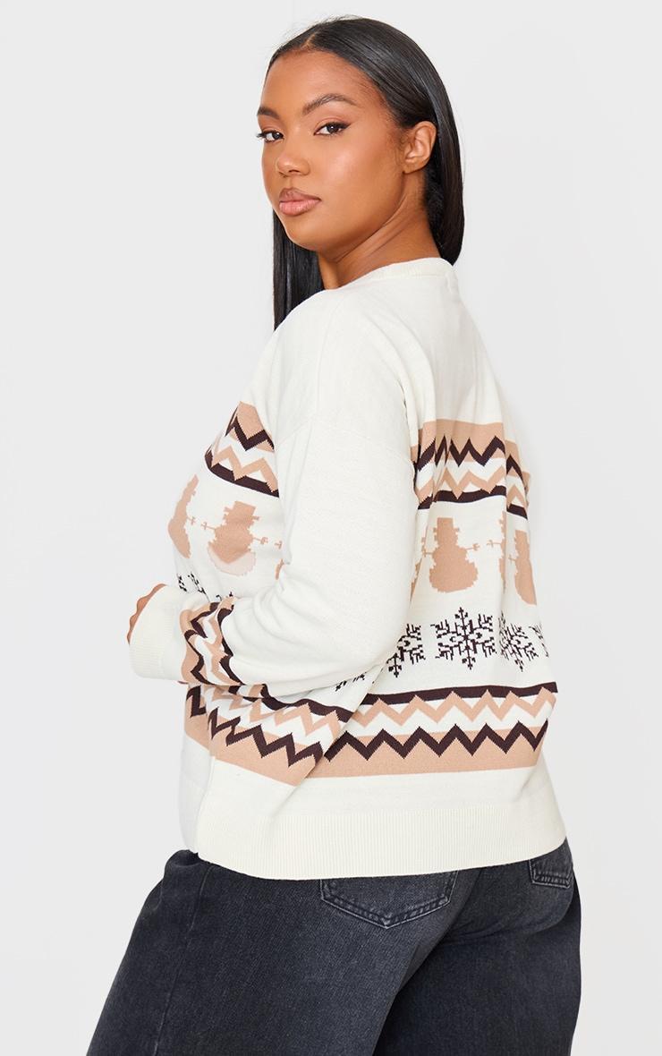 Plus Cream Zig Zag Snowflake Oversized Christmas Sweater Product Image