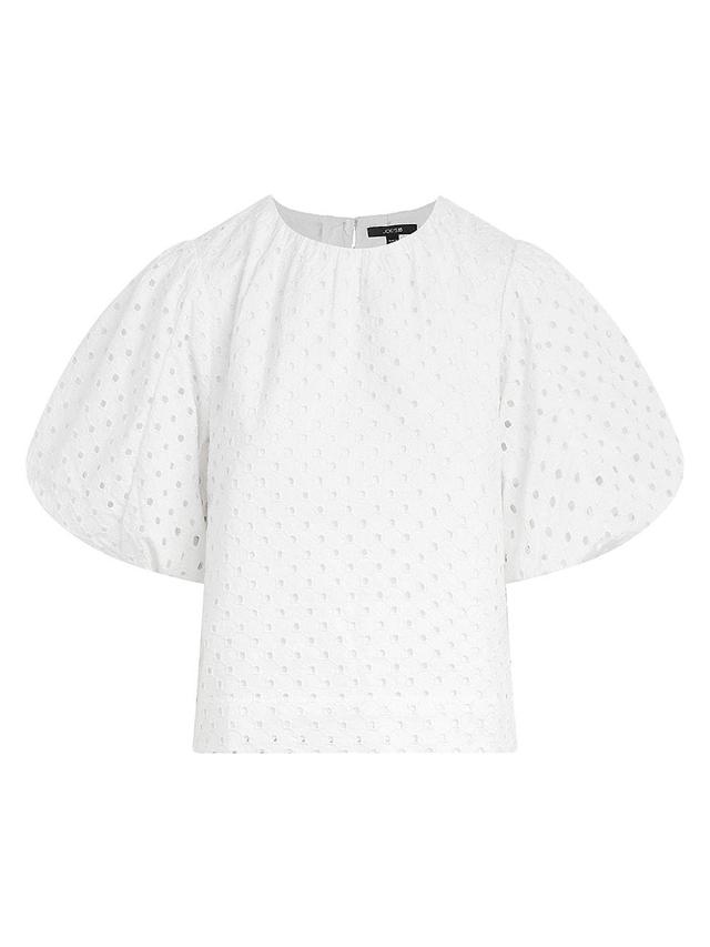 Womens Lorraine Eyelet Puff-Sleeve Top Product Image