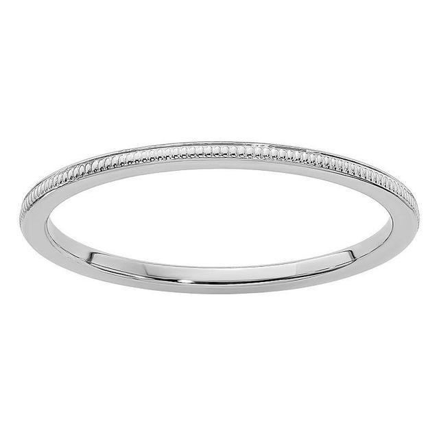 Stacks & Stones 10k Gold 1.2 mm Milgrain Stackable Band, Womens 10k White Gold Product Image