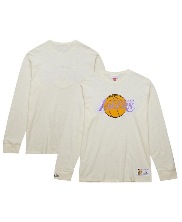 Mitchell & Ness Mens Cream Los Angeles Lakers Hardwood Classics Vintage-like Long Sleeve T-Shirt Product Image