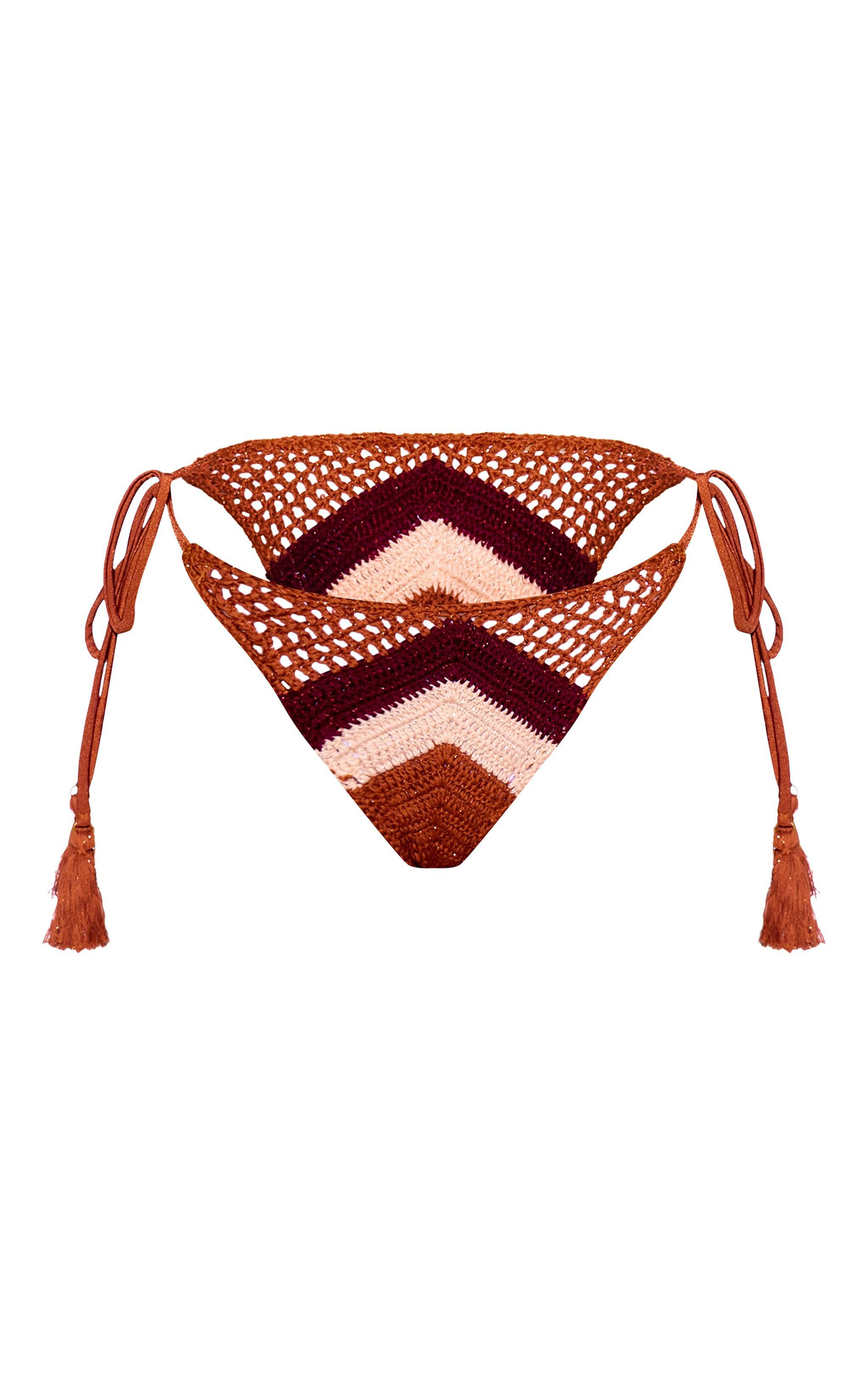 Multi Crochet Stripe Tie Side Bikini Bottoms Product Image