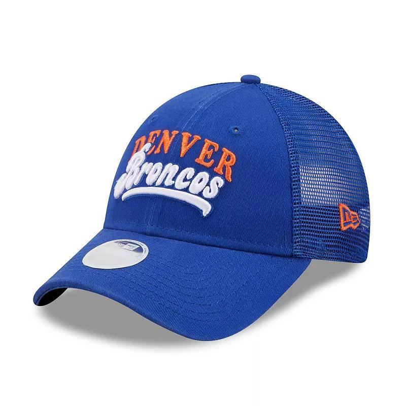 Womens New Era Royal Denver Broncos Team Trucker 9FORTY Snapback Hat Product Image