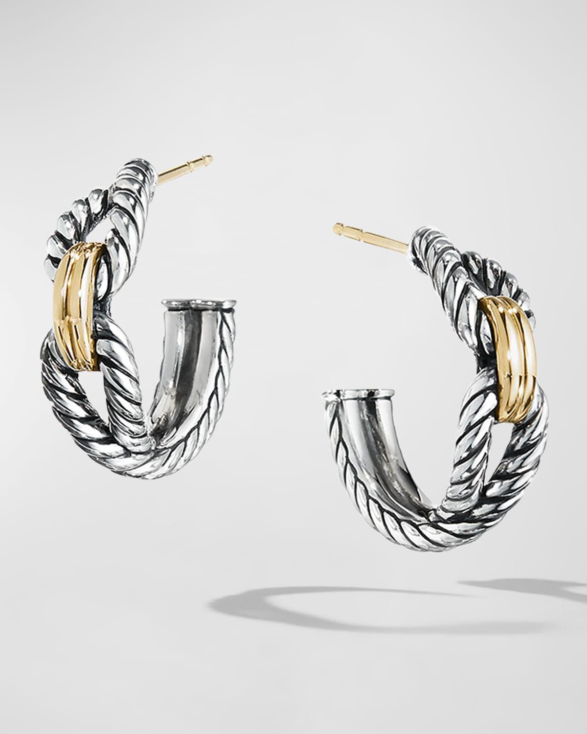 Womens Cable Loop Hoop Earrings With 18K Yellow Gold Product Image