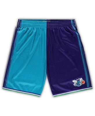 Mens Mitchell & Ness Teal/Purple Charlotte Hornets Big & Tall Hardwood Classics Split Swingman Shorts Product Image