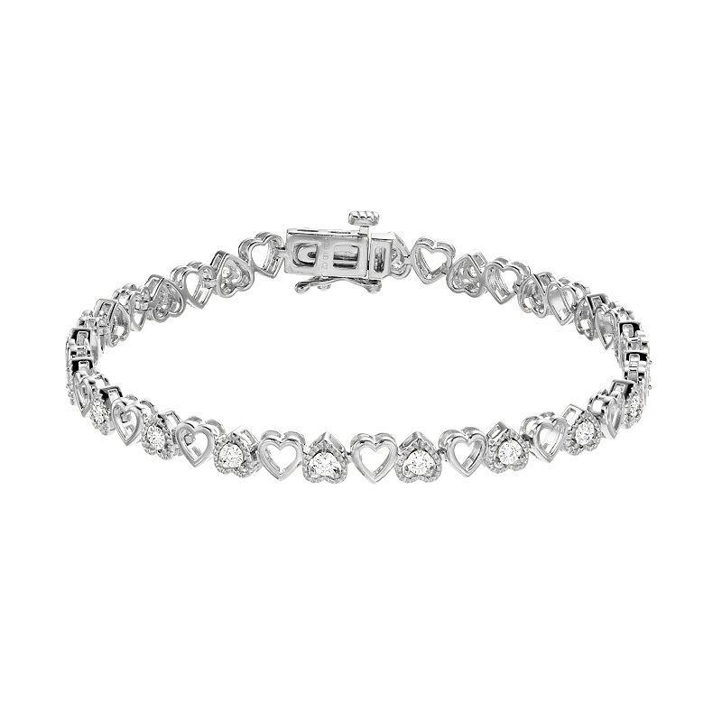 Diamond Brilliance 1/4 Carat T.W. Lab-Created Diamond Heart Bracelet, Womens Sterling Product Image