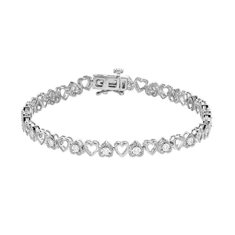 Diamond Brilliance 1/4 Carat T.W. Lab-Created Diamond Heart Bracelet, Womens White Product Image