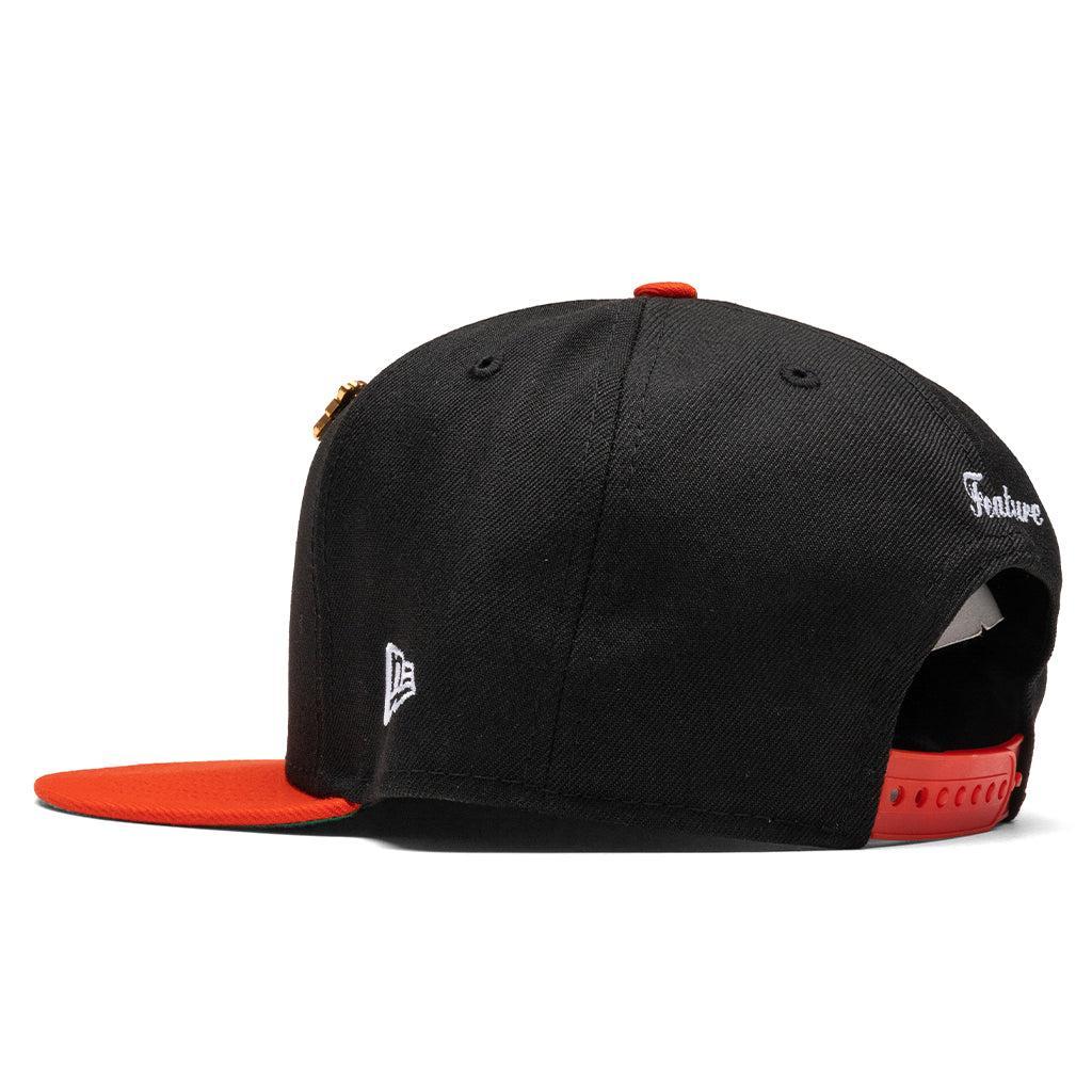 Feature x New Era Old English F Snapback Hat w/ Pin - Black/Orange Male Product Image