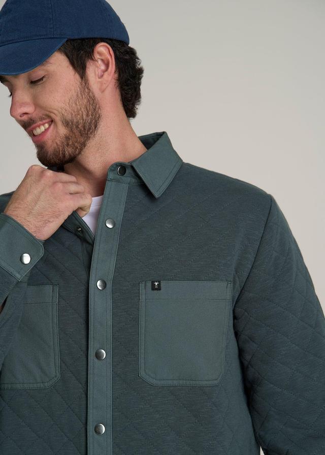 Quilted Shacket for Tall Men in Soft Green Product Image