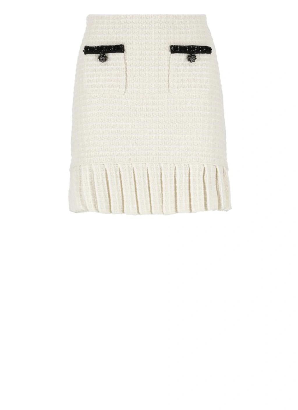 Textured Knit Mini Skirt In White Product Image