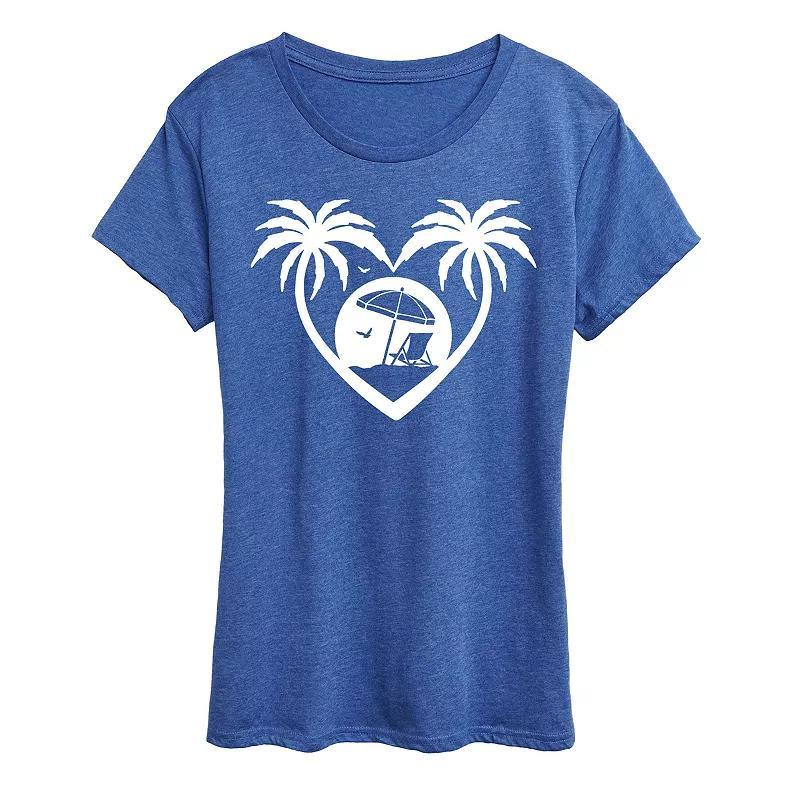 Womens Palm Trees Heart Scene Graphic Tee Product Image