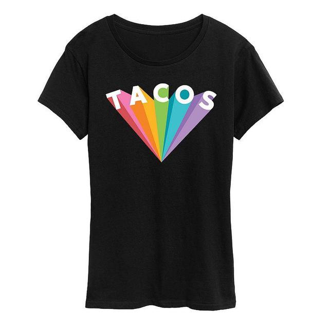 Womens Tacos Colorful Rays Graphic Tee Product Image