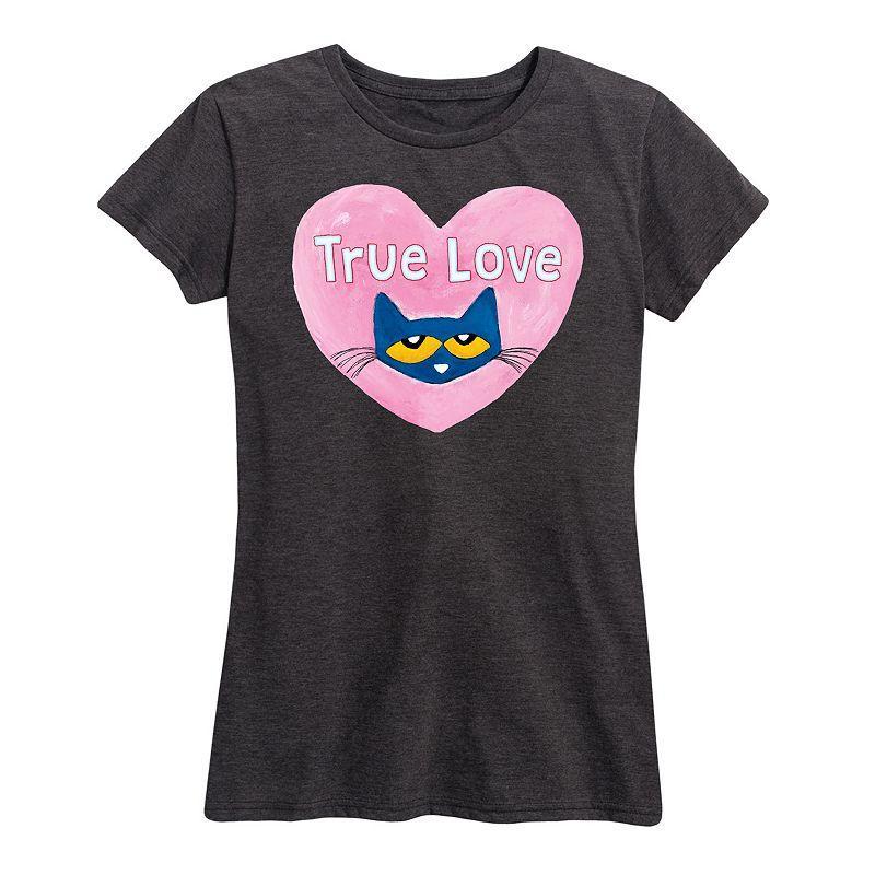 Womens Pete The Cat True Love Graphic Tee Med Grey Product Image