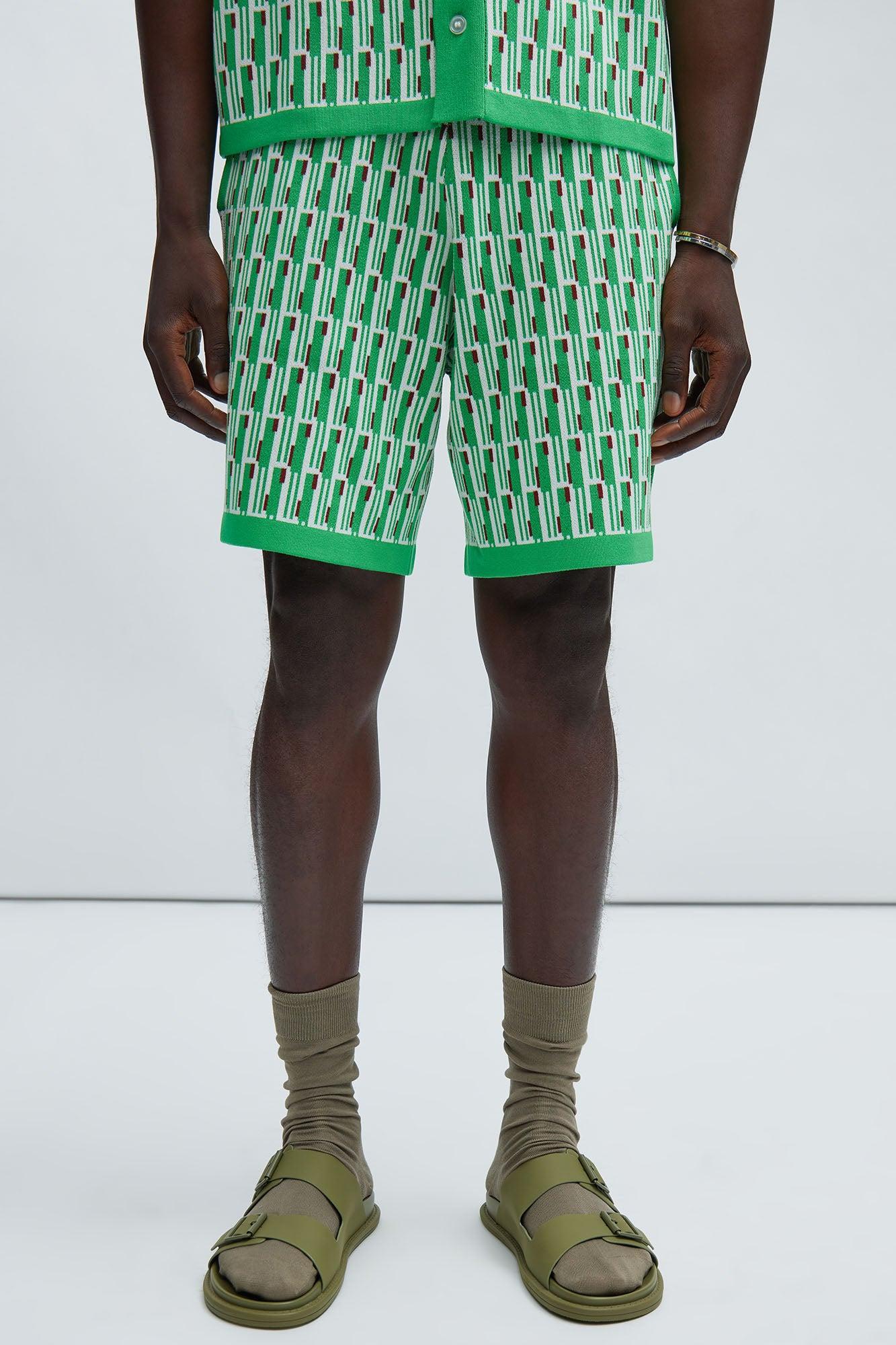 Graham Relaxed Knit Shorts - Green/combo Product Image