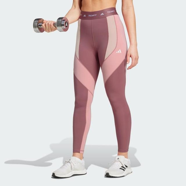 adidas Techfit 7/8 Colorblock Leggings Preloved Crimson L Womens Product Image