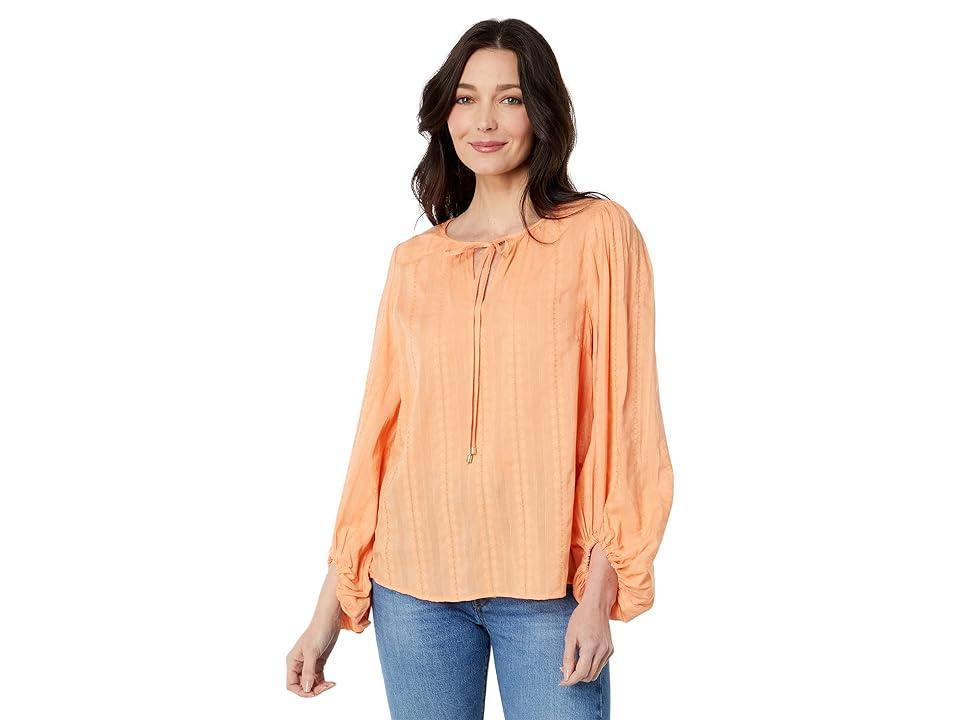 Tommy Hilfiger Puff Sleeve Blouse (Delacroix Dobby/Coral Reef) Women's Clothing Product Image