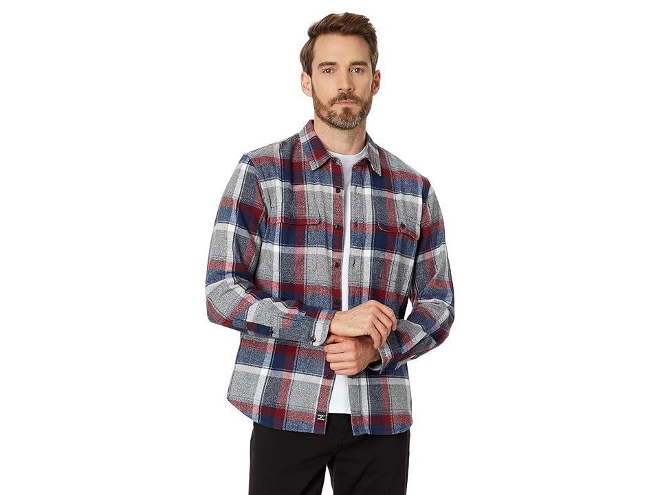 Lucky Brand Plaid Workwear Long Sleeve Flannel Top (Grey/Red/Blue) Men's Clothing Product Image