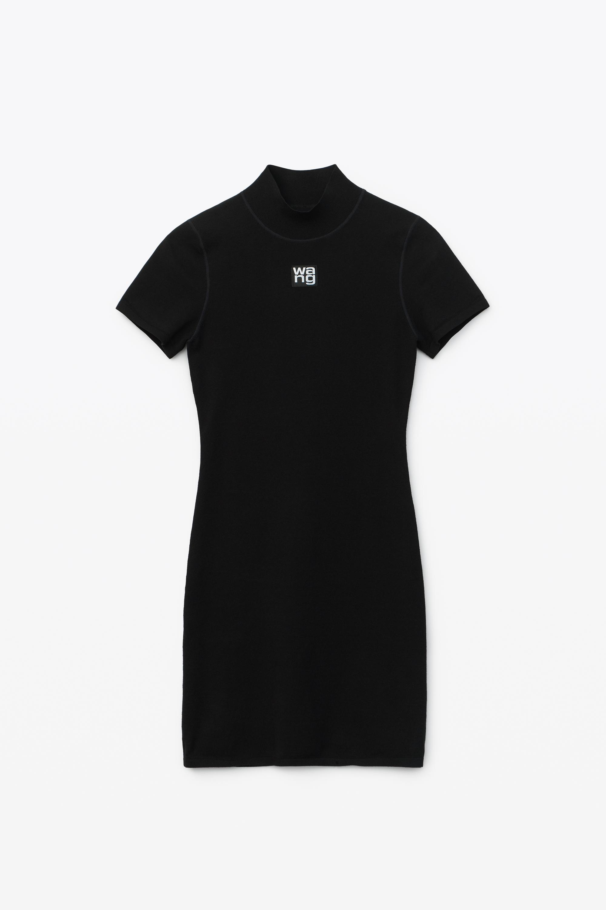 Mock Neck Tee Dress In Bodycon Knit   Product Image