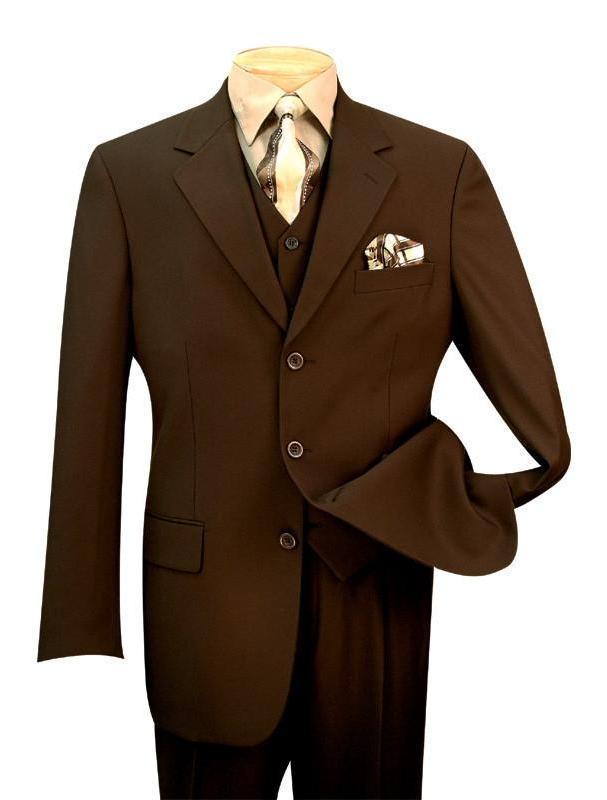 Avalon Collection - Regular Fit Men's Suit 3 Button 3 Piece Brown Male Product Image