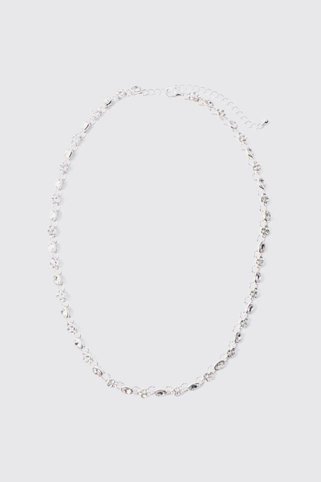 Gem Chain Necklace In Silver | boohooMAN USA Product Image