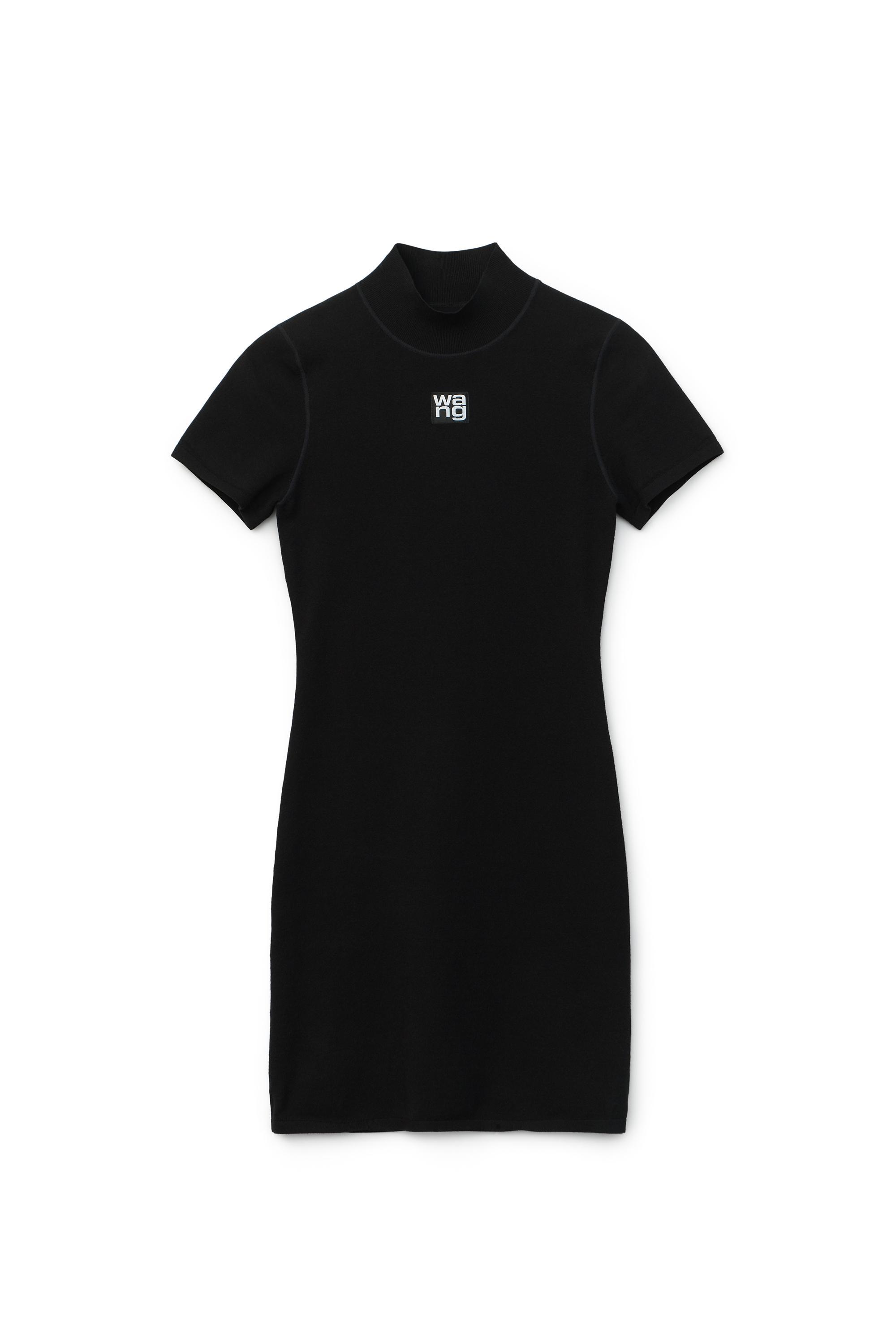 Mock Neck Tee Dress In Bodycon Knit   Product Image