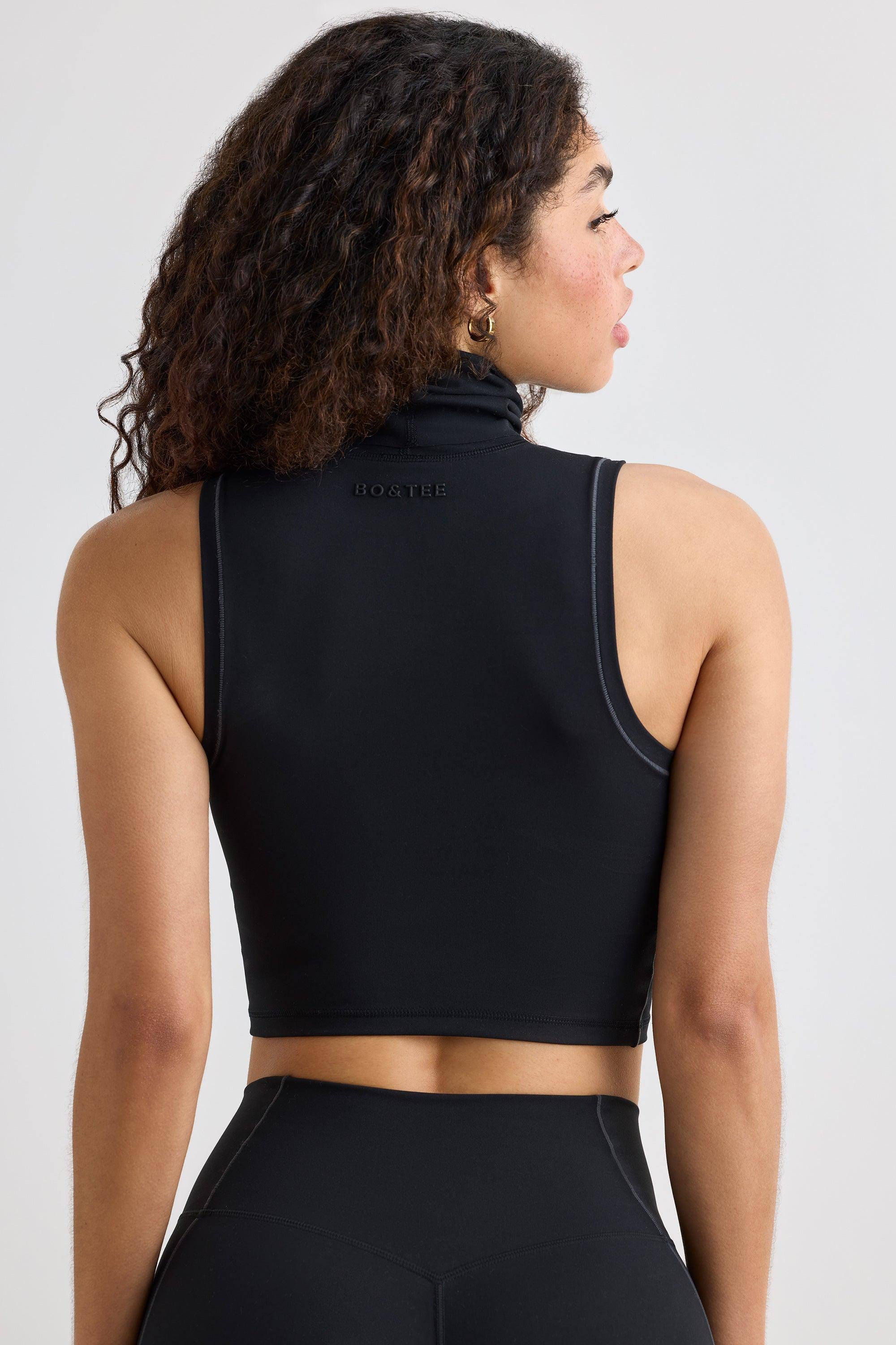 Soft Active Turtleneck Tank Top in Black Female Product Image