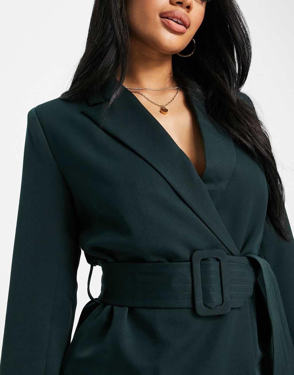 4th & reckless mini blazer dress in dark green Product Image