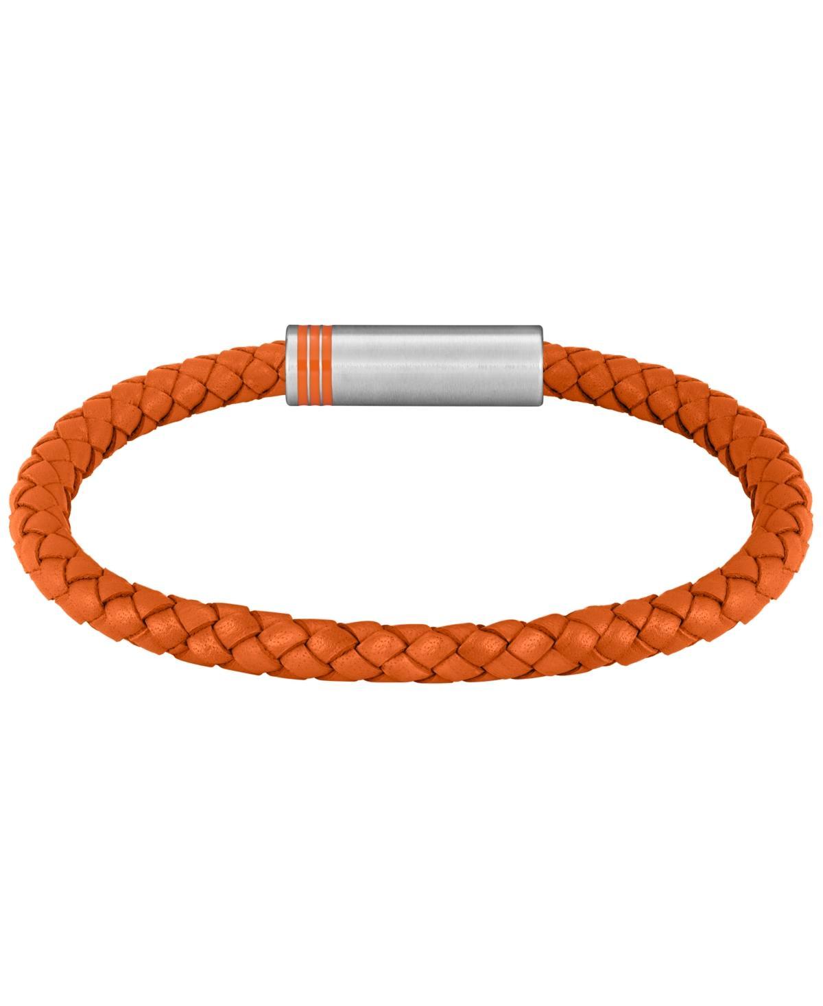 Hugo Boss Mens Ares Single Stainless Steel Orange Leather Bracelet Product Image