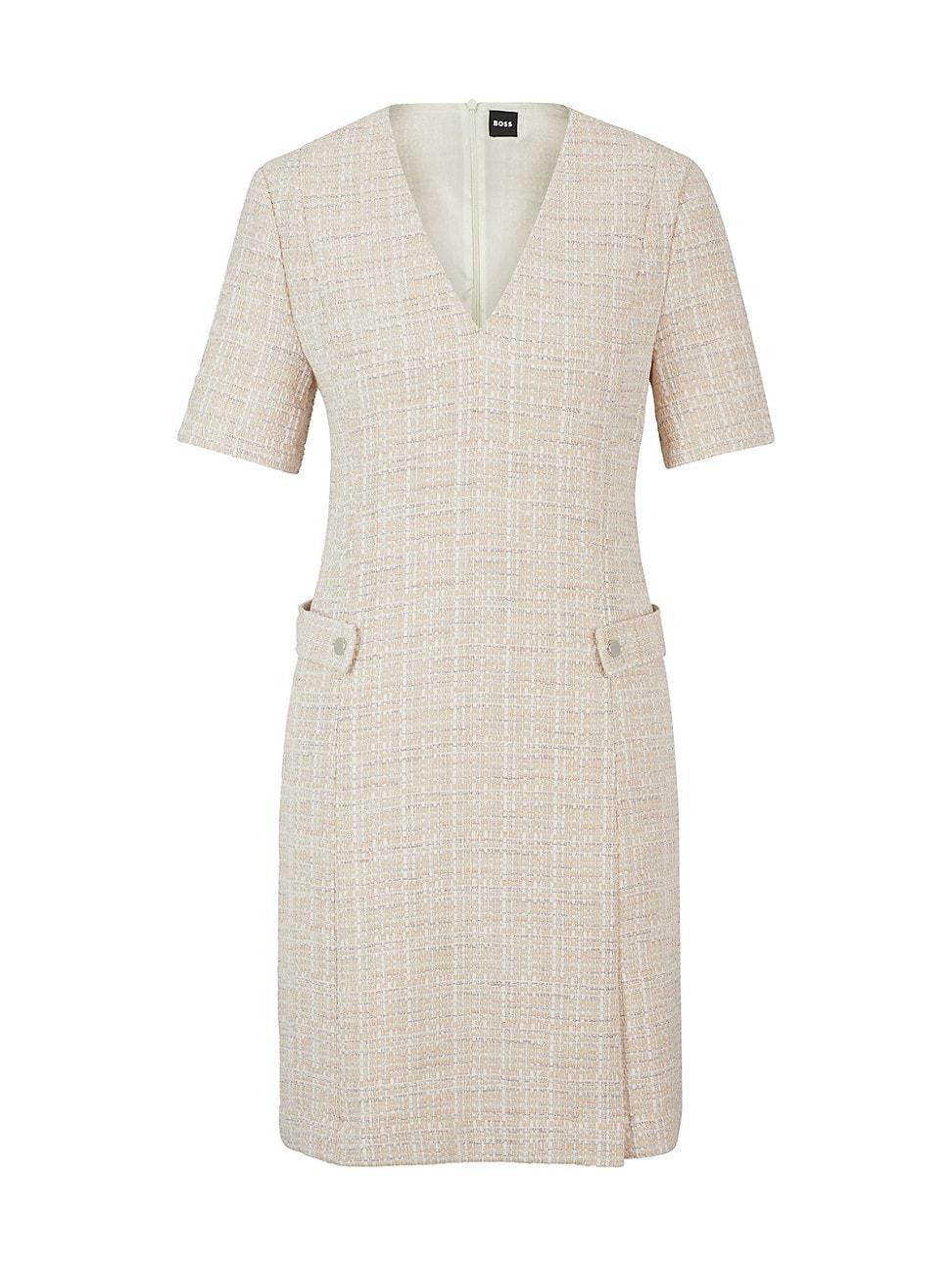 Womens V-Neck Dress in Melange Tweed Product Image