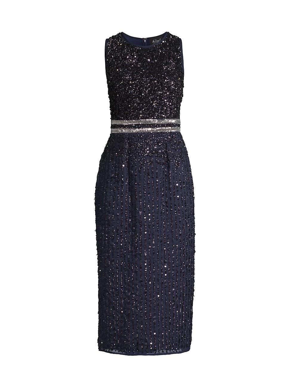 Mac Duggal Beaded Sleeveless Crew Neck Midi Dress Product Image