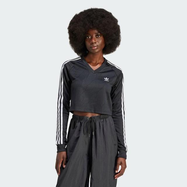 adidas Long Sleeve Cropped Jersey Black M Womens Product Image