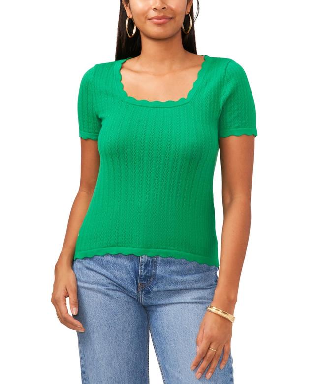 Women's Pointelle Short-Sleeve Sweater Product Image