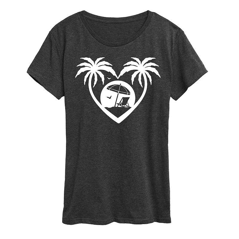 Womens Palm Trees Heart Scene Graphic Tee Product Image