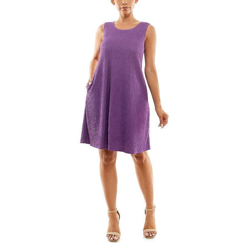 Womens Nina Leonard Sleeveless Trapeze Dress Purple Product Image