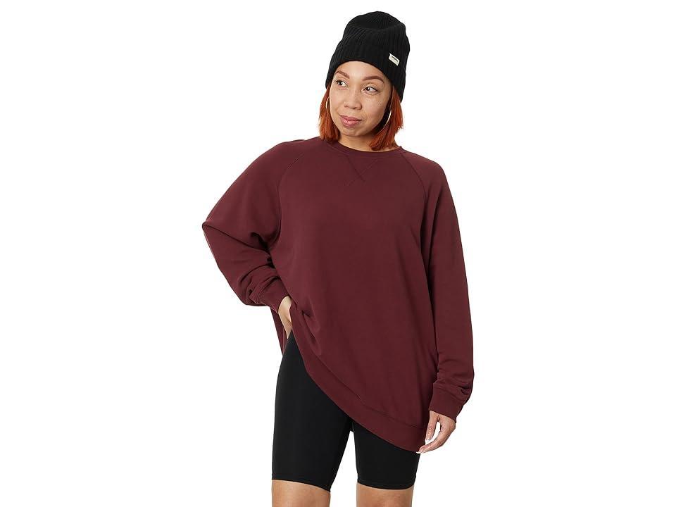 LABEL Go-To Big Crew (Burgundy) Women's Sweatshirt Product Image