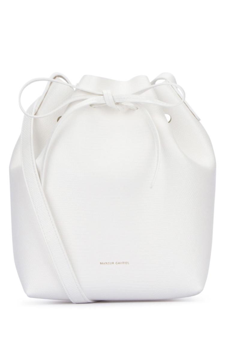 MANSUR GAVRIEL Drawstring Bucket Bag In White Product Image