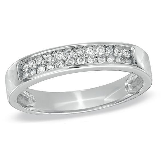 Men's 1/4 CT. T.w. Diamond Wedding Band in 10K White Gold Product Image