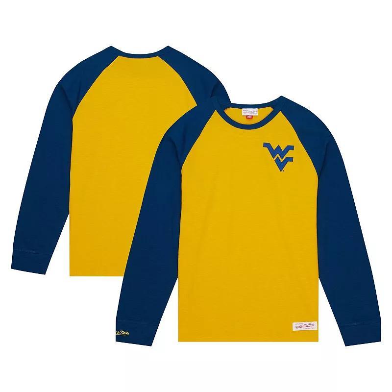 Mens Mitchell & Ness Gold West Virginia Mountaineers Legendary Slub Raglan Long Sleeve T-shirt Product Image