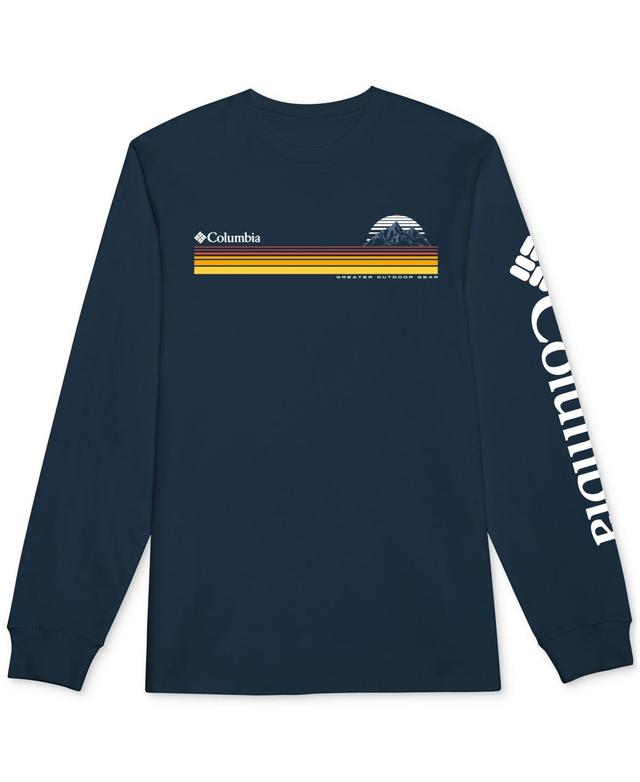 Columbia Mens Classic-Fit Stripe Logo Graphic Long-Sleeve T-Shirt Product Image