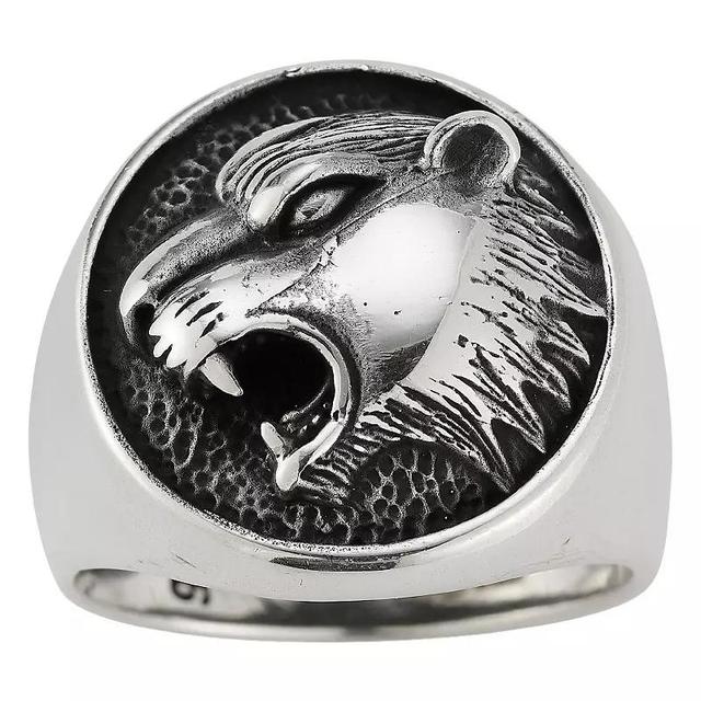 Milanesi And Co Mens Sterling Silver Roaring Tiger Signet Ring Product Image