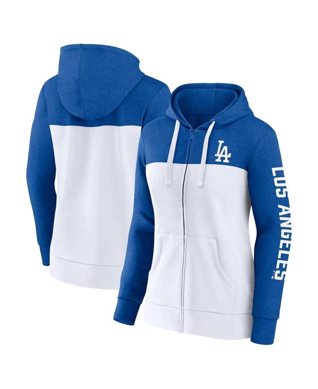 Womens Fanatics Branded Heather Royal/White Los Angeles Dodgers City Ties Hoodie Full-Zip Sweatshirt Product Image