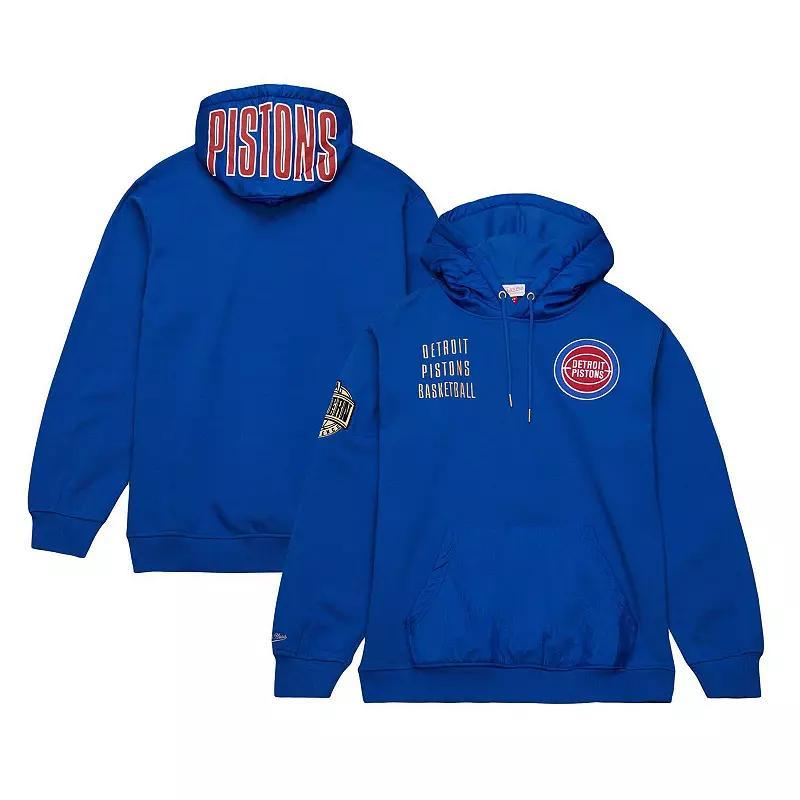 Mens Mitchell & Ness Blue Detroit Pistons Team OG 2.0 Vintage Logo Fleece Pullover Hoodie Product Image