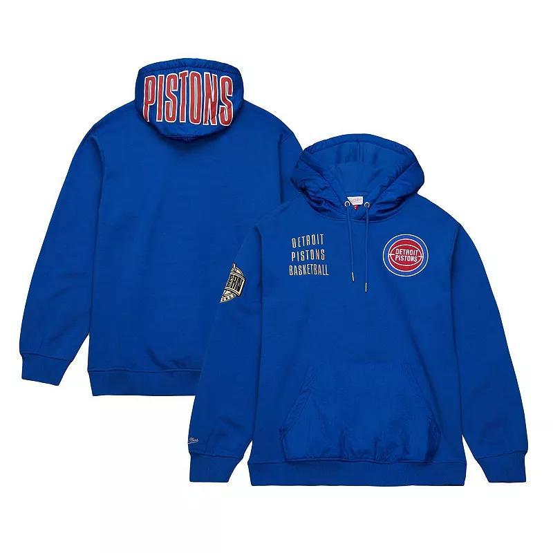 Mens Mitchell & Ness Blue Detroit Pistons Team OG 2.0 Vintage Logo Fleece Pullover Hoodie Product Image