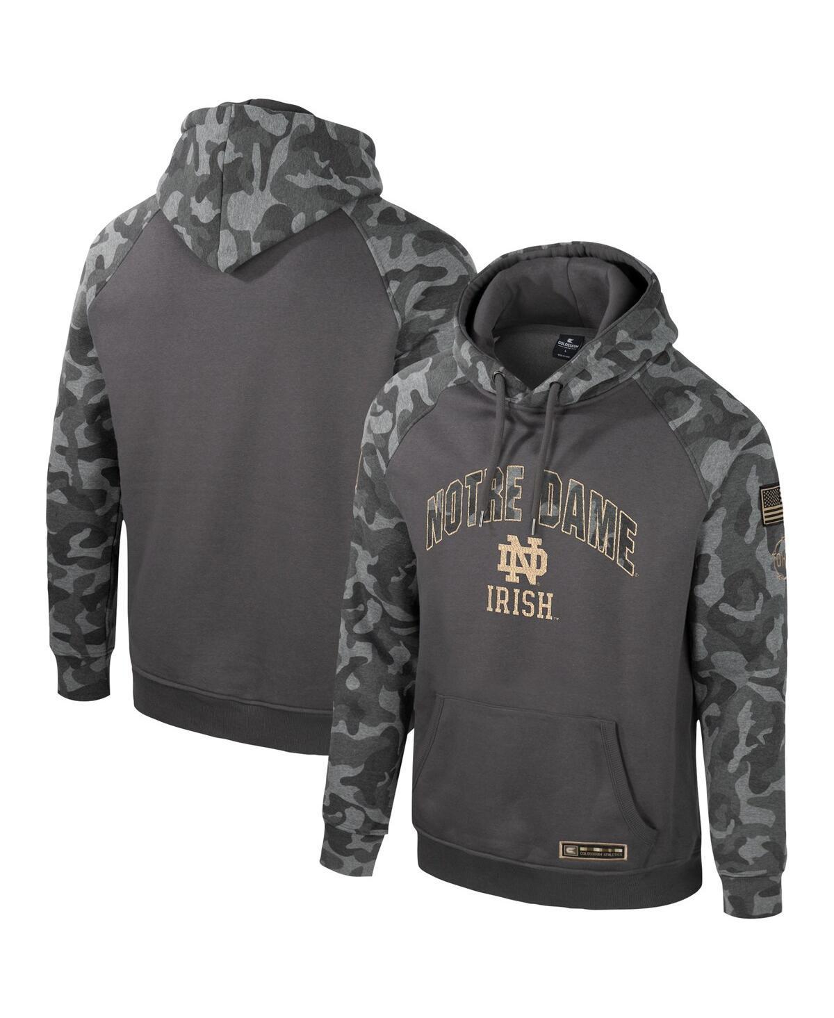 Mens Colosseum Charcoal Notre Dame Fighting Irish Oht Military-Inspired Appreciation Camo Raglan Pullover Hoodie Product Image