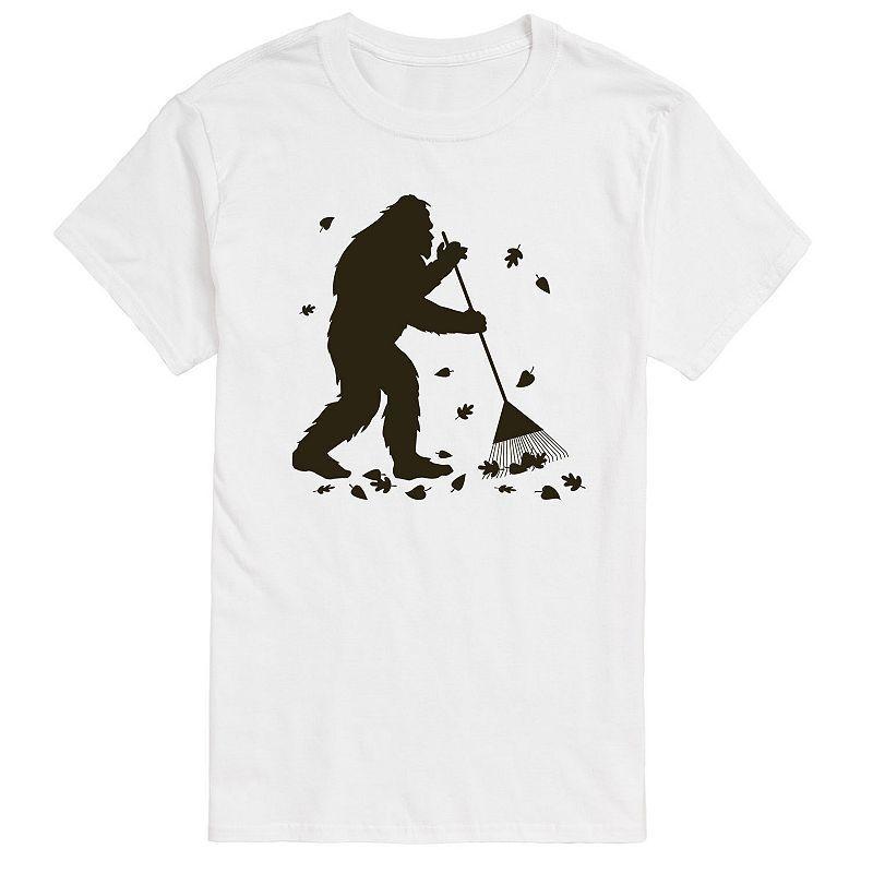 Big & Tall Sasquatch Raking Leaves Graphic Tee., Mens Product Image