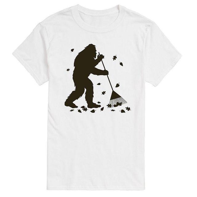 Big & Tall Sasquatch Raking Leaves Graphic Tee., Mens Product Image