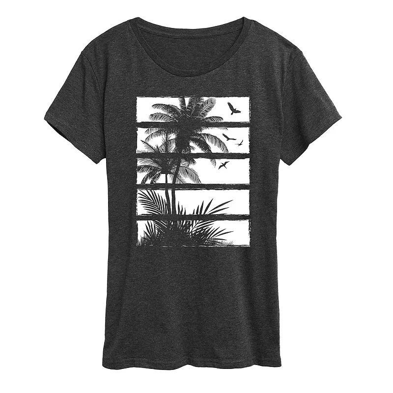 Womens Palm Tree Silhouette Panels Graphic Tee Product Image