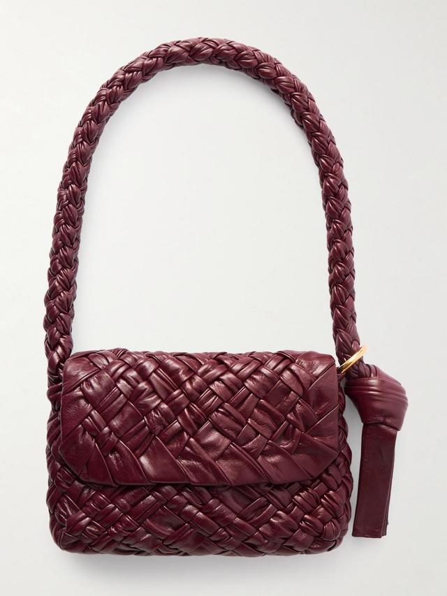 BOTTEGA VENETA Kalimero Città Small Gathered Intrecciato Leather Shoulder Bag In Brown Product Image